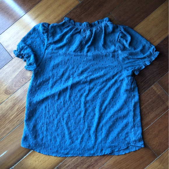 Monteau Women’s Slate Blue Chenille Polkadot Blouse - Picture 8 of 13